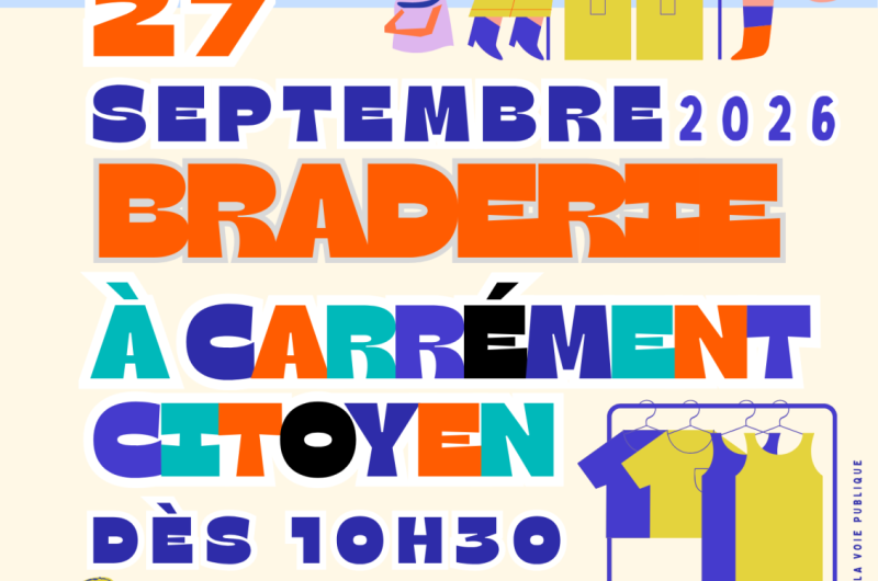 Affiche brocante moderne vide grenier braderie marché aux puces chiner rétro vintage illustré coloré typo – 1