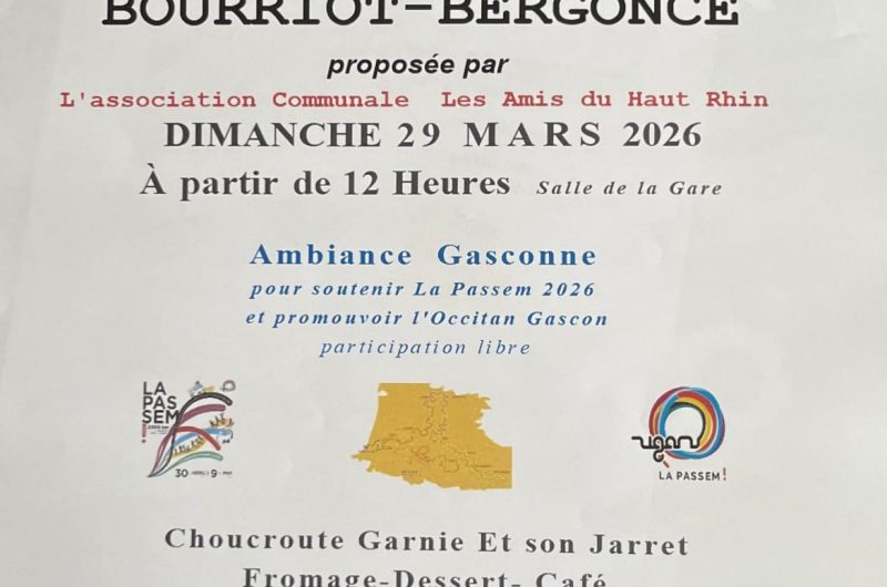 Bourriot Bergonce – Repas Choucroute – 29 Mars