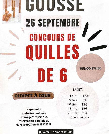 Concours quilles de 6 26 SEPTEMBRE