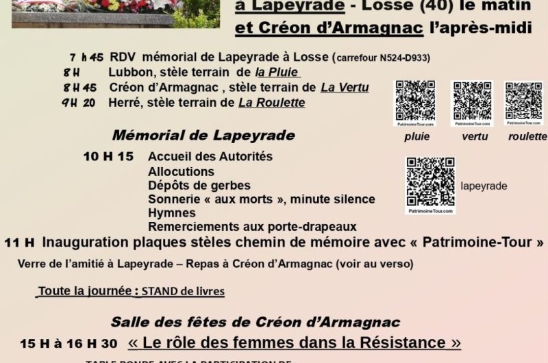 Créon & Losse – Amicale du Réseau Hilaire Buckmaster – 6 Juin