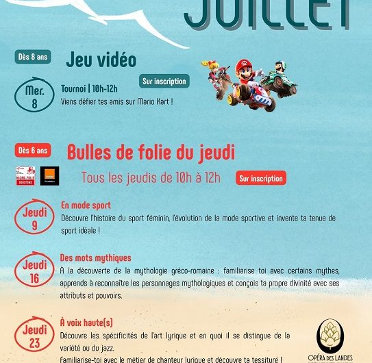 Programme des animations de Juillet – mediathèque