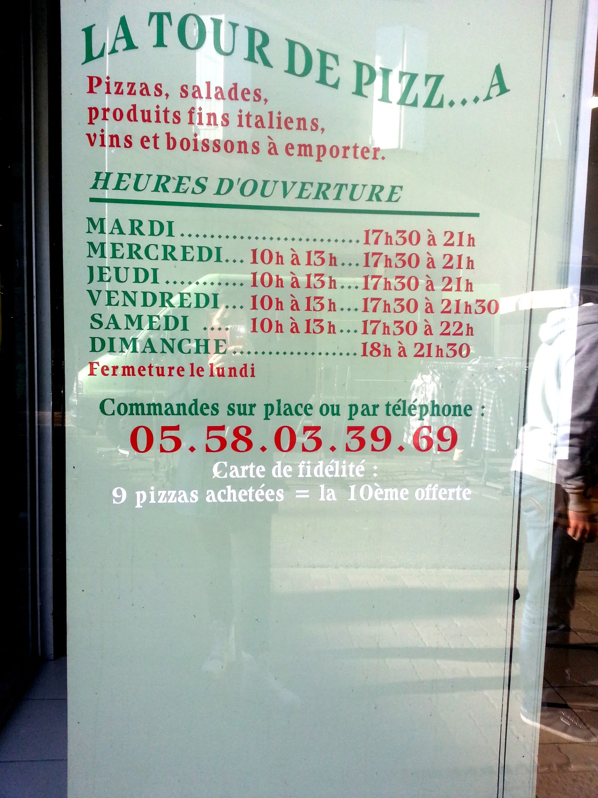 Restaurant -Villeneuve de Marsan – Pizzeria – La tour de pizza – Panneau ouverture