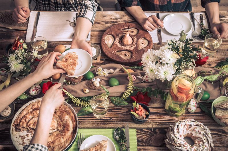 Home Celebration of friends or family at the festive table