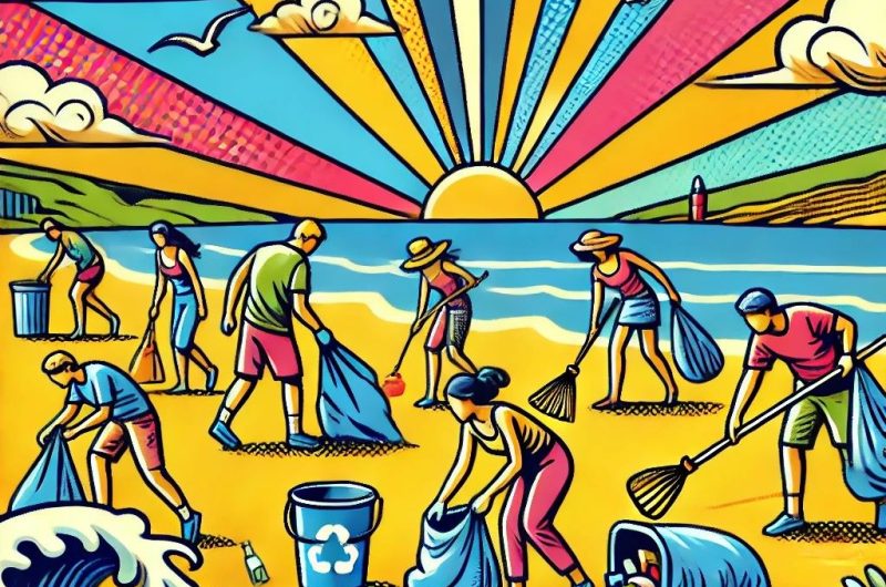 ramassage de déchet sur la plage